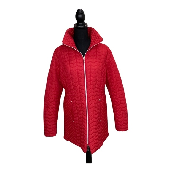 Today’s Designer Red Quilted Women's Puffer Jacket Size M - Picture 1 of 14